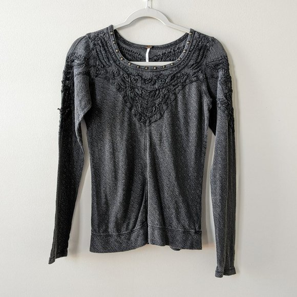 Free People Tops - Vintage Free People Embroidered Long Sleeve Tee